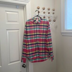 Lacoste - Classic Plaid Button Down Shirt - Red / White - L